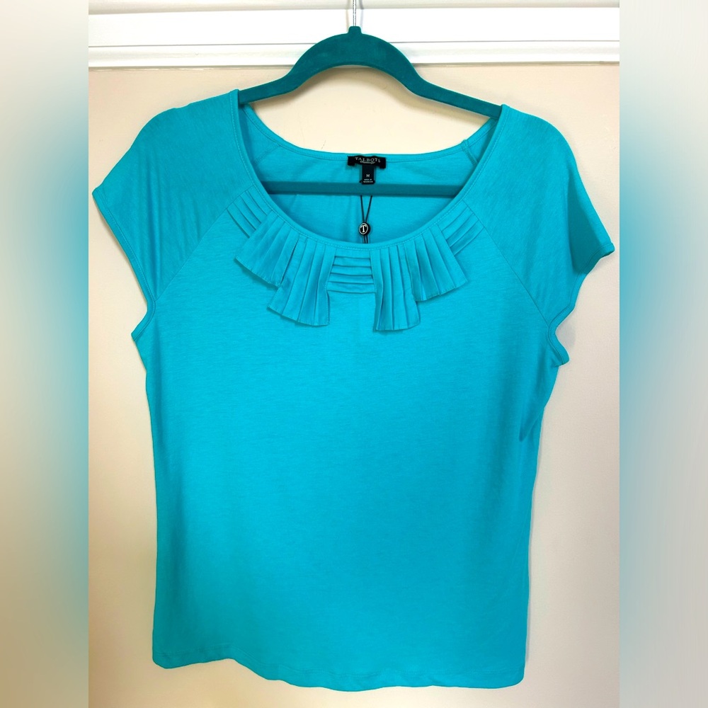 Turquoise cotton T-shirt by Talbots in size M. NWT